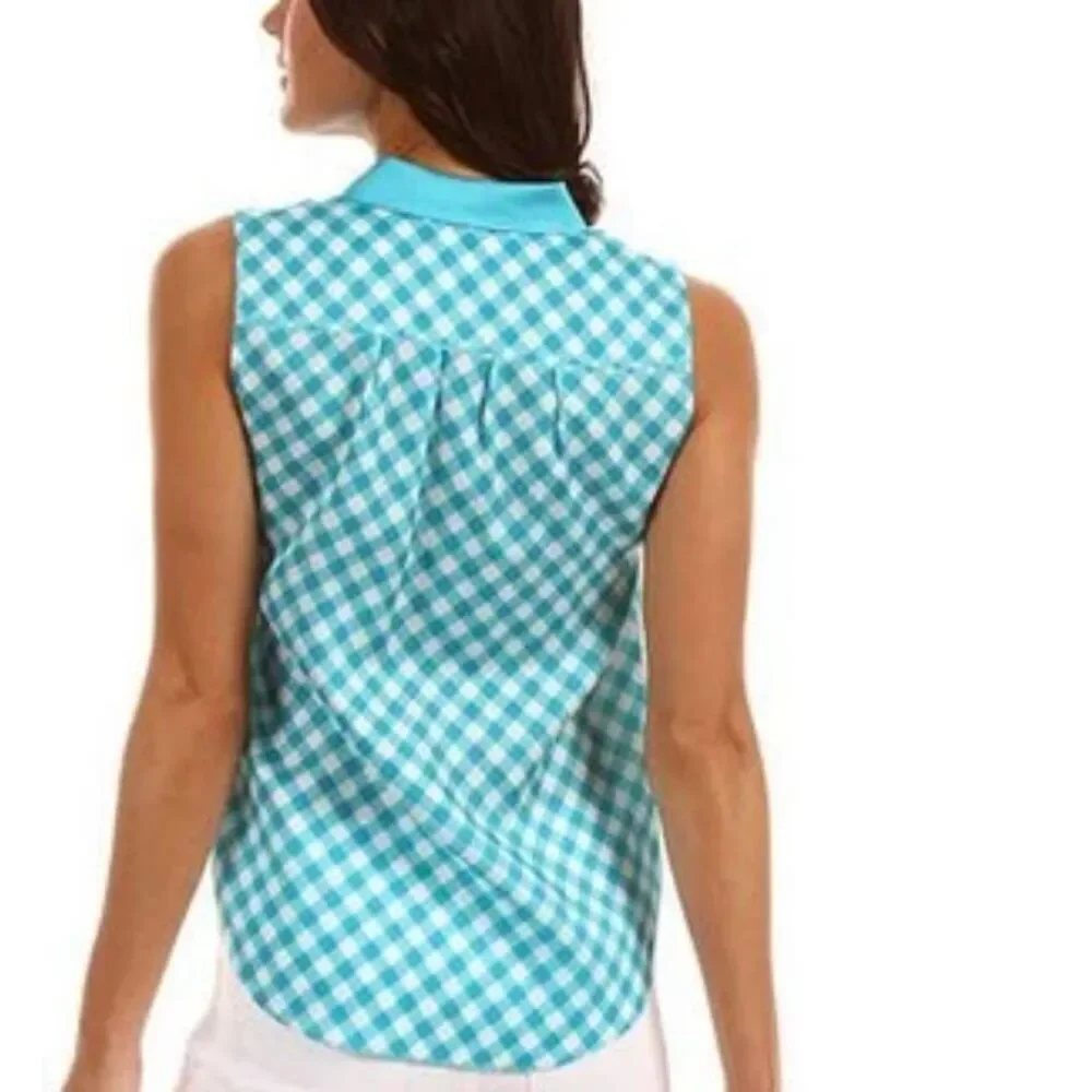 NWT Kate Spade Gingham Fey Firoza Short Sleeve Lightweight Top